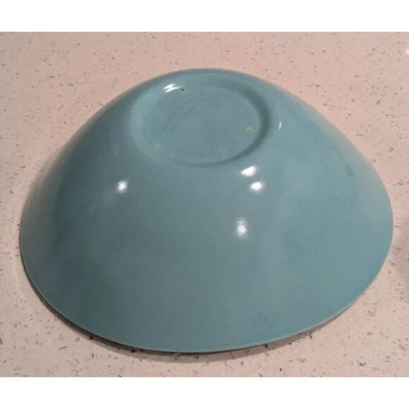 Metlox Vernon Ware Oval Serving Bowl 9 inches Aqua Blue Heavenly Days Collection - Picture 9 of 10